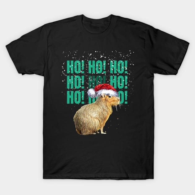 Capybara Christmas and HO! HO! HO! Cute capybara T-Shirt by Collagedream